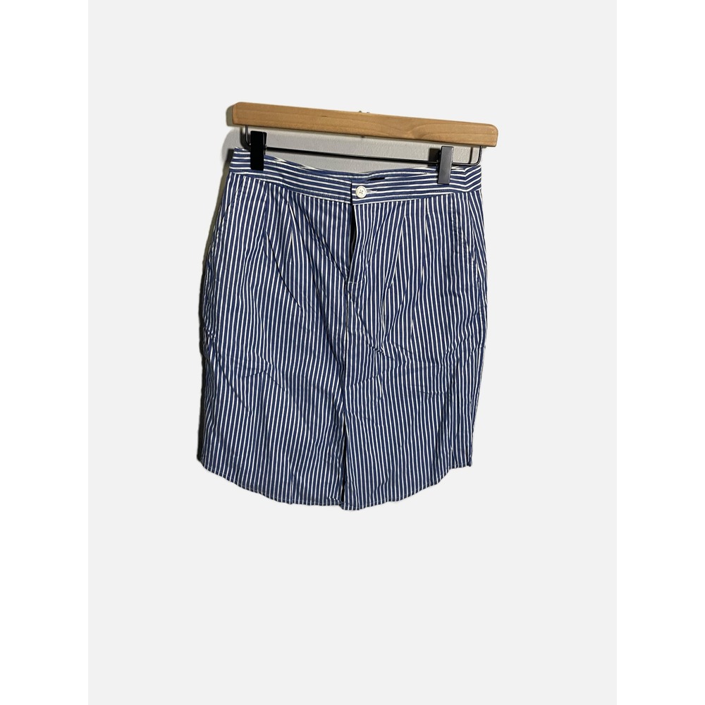 Banana Republic Skirt Womens 0 Blue White Striped Pleated Mini Preppy Office